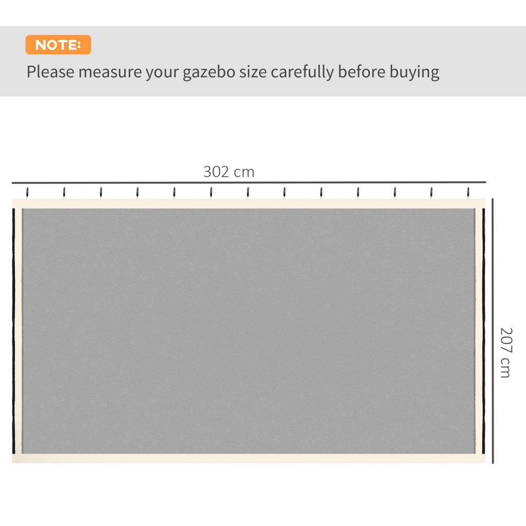 302 x 207cm Universal Replacement Gazebo Mesh Netting Screen Walls