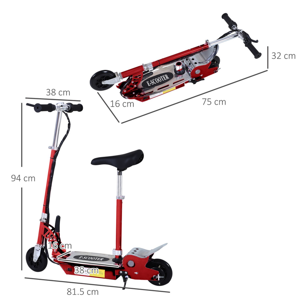 Teen Foldable Electric Scooter Battery 12V 120W with Brake Kickstand HOMCOM
