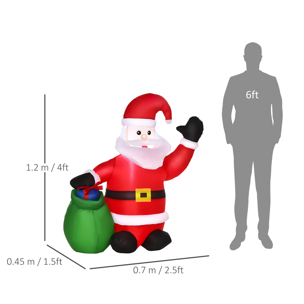 Inflatable Blow up Christmas Santa Claus 4ft LED Yard Holiday Decoration