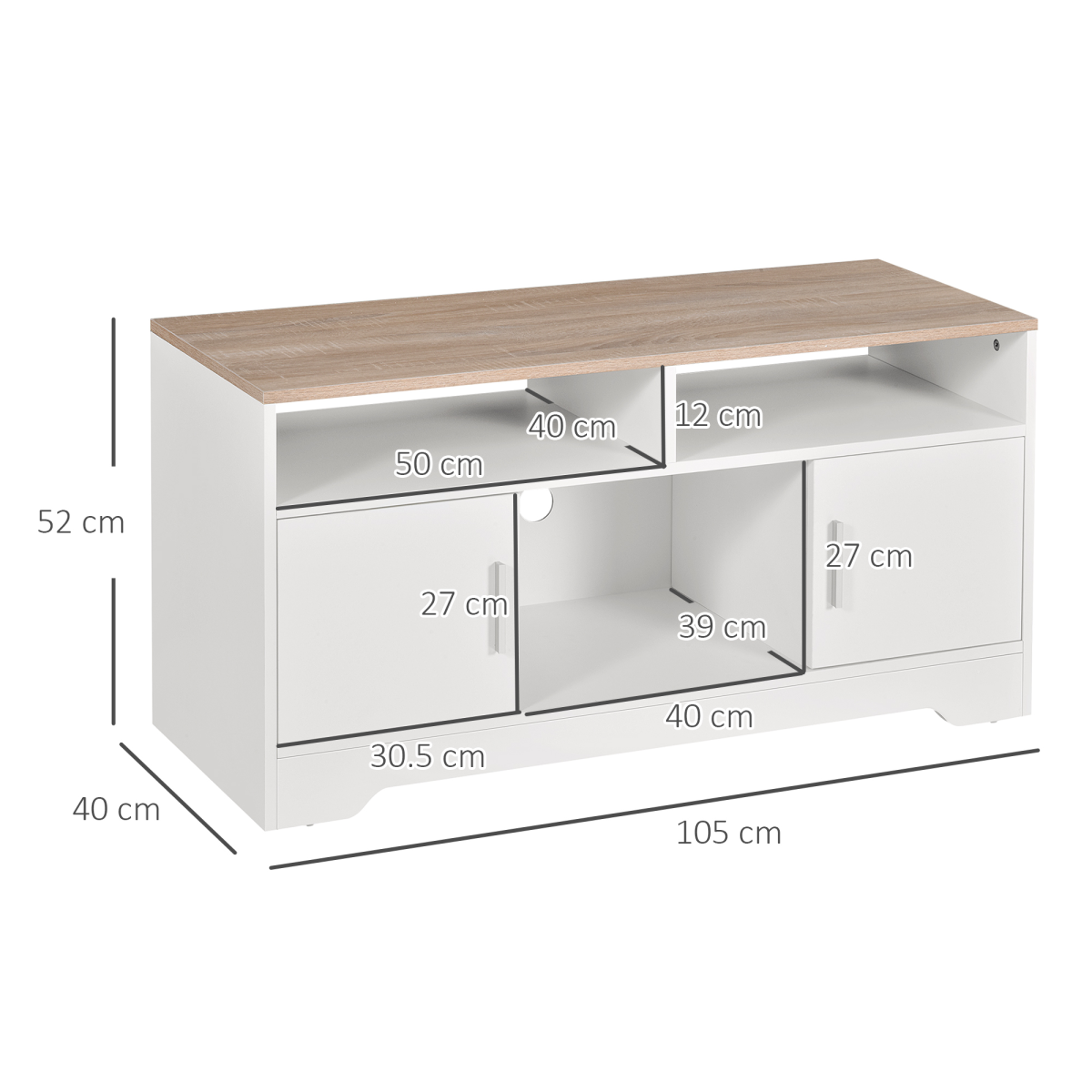 Home Office 42" TV Stand Storage Unit w/ Cabinets Shelves Living Room