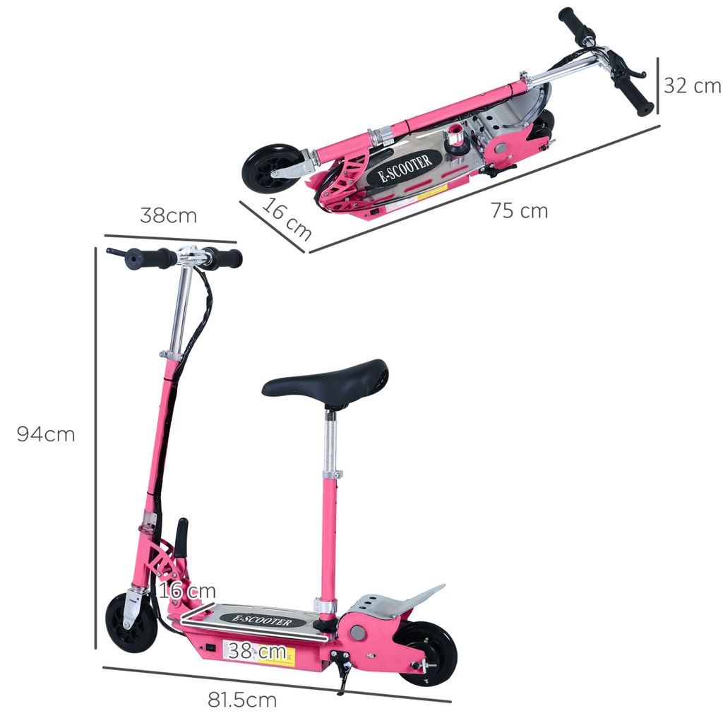 Teen Foldable Electric Scooter Electric Battery 120W with Brake Kickstand HOMCOM