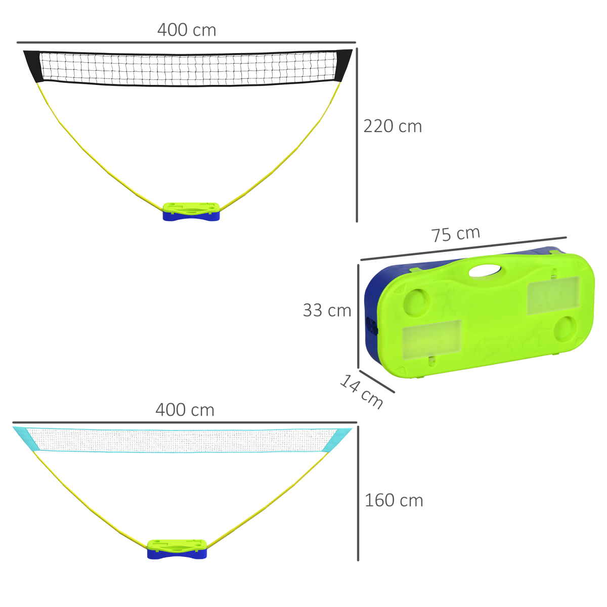 SPORTNOW Portable Badminton Net Set with Volleyball Net, Rackets, Shuttlecocks