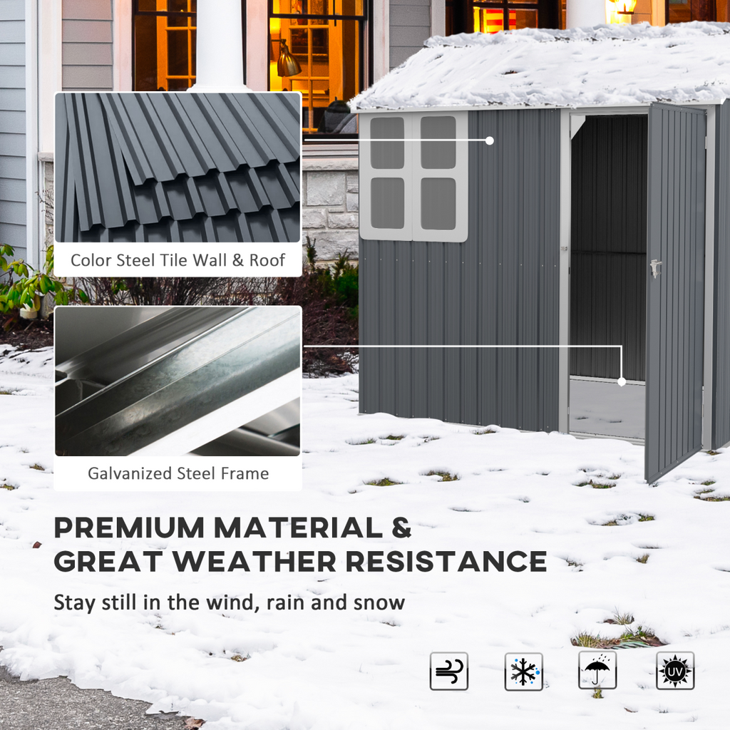 Galvanised Steel Storage Shed - Durable Design & Ample Space 7x6ft