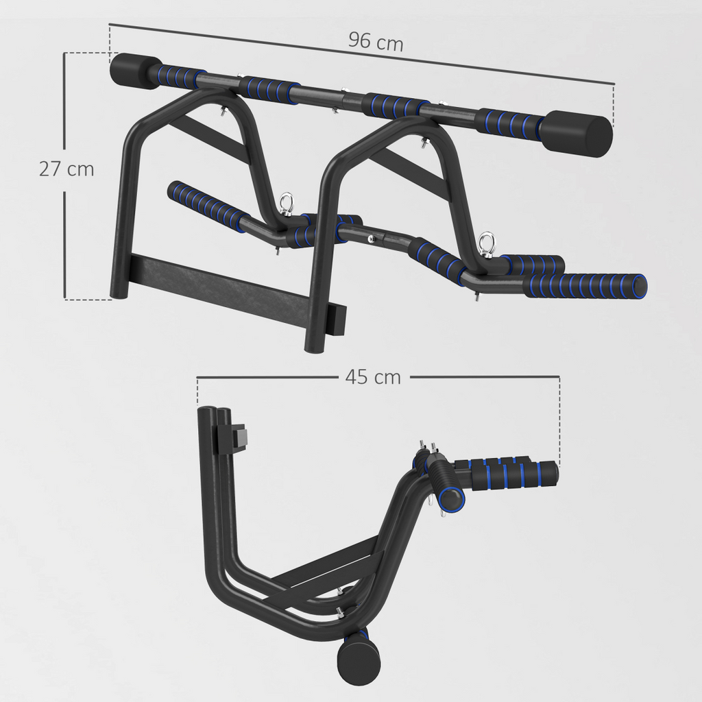 SPORTNOW Multi-Grip Pull Up Bar, Chin Up Bar Doorway with Non-Slip Grips