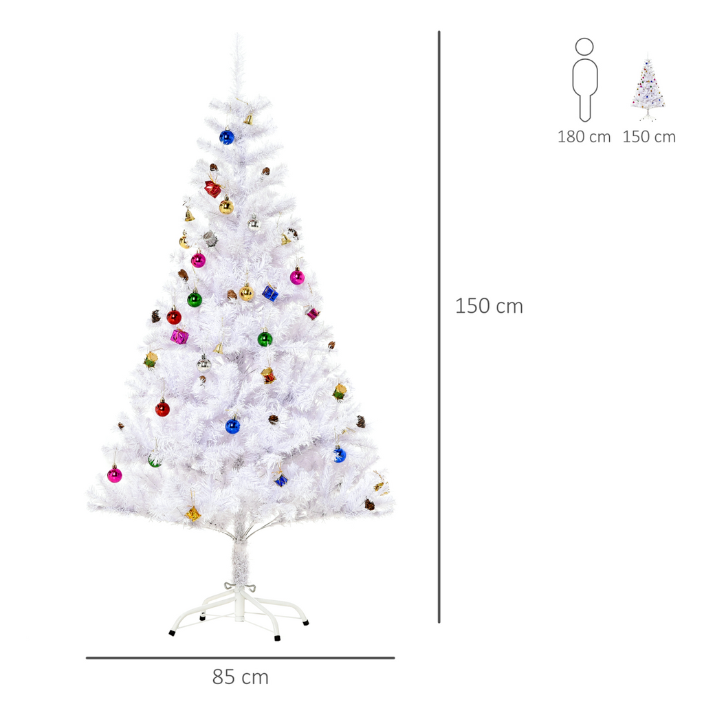 5ft Snow Artificial Christmas Tree Metal Stand Elegant Faux White