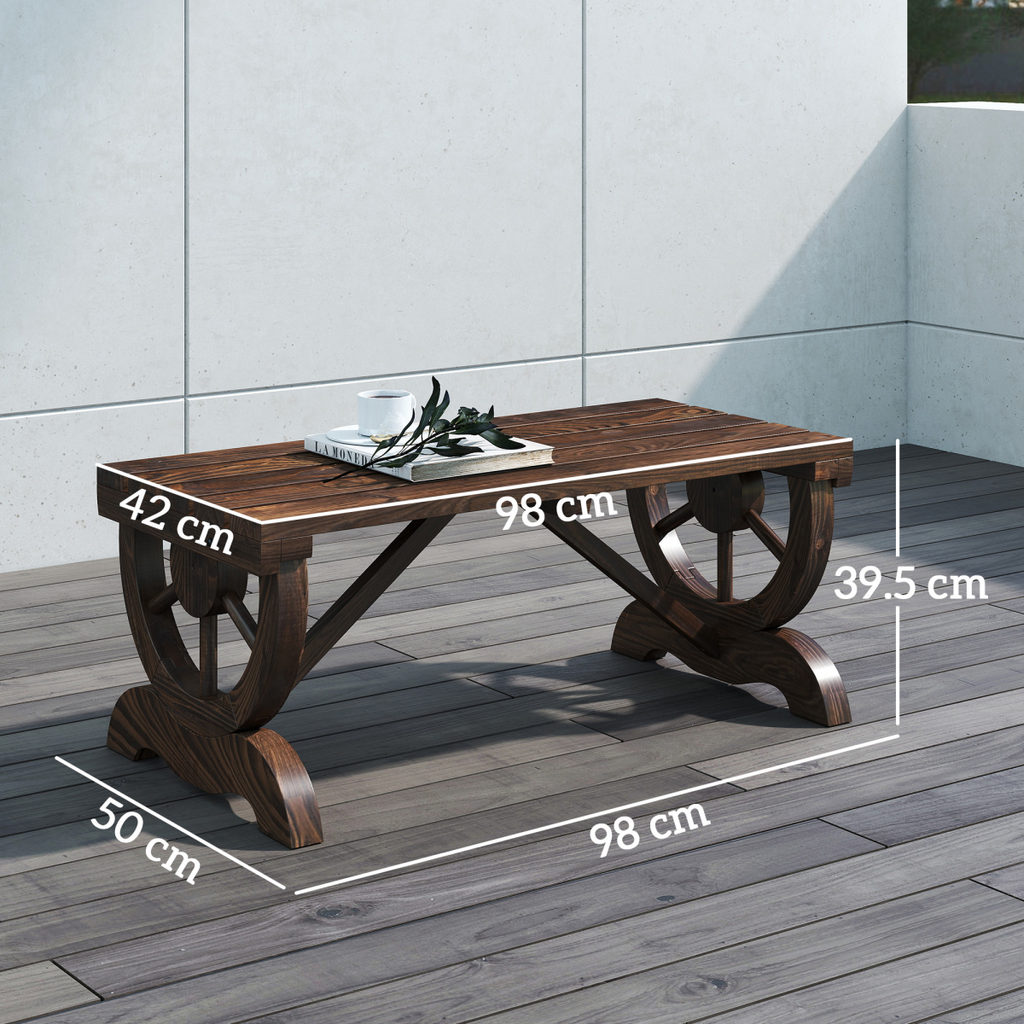 Rustic Wooden Wheel Bench 2-Person Seat - Brown Chair Loveseat Park