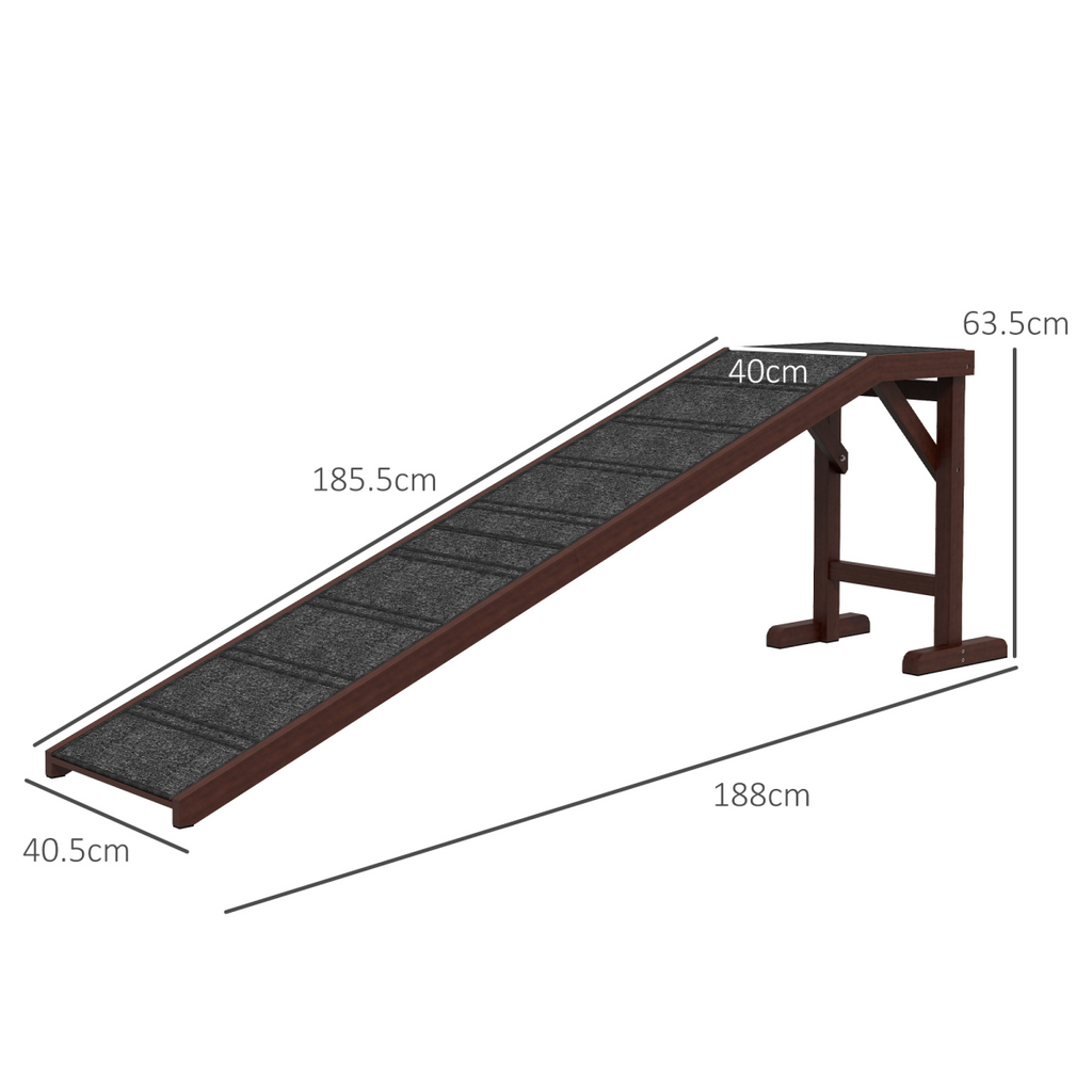 Pet Ramp for Dogs Cats W/ Non-Slip Carpet for Bed Sofa, 188x40.5x63.5cm Pawhut