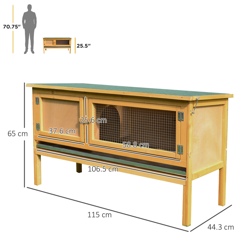 Wooden Rabbit Hutch Bunny Cage Outdoor Small Animal House w/ Hinged Top