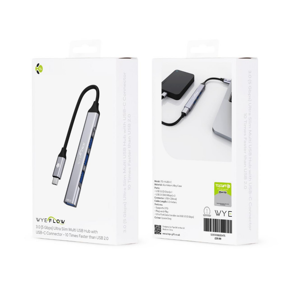 WYEFLOW USB Hub 3.0 With USB-C Connector - 5 GBPS