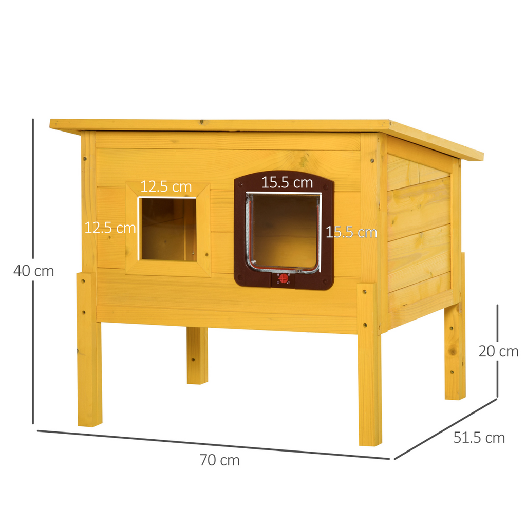 Wooden Cat House Pet Home Outdoor Waterproof Door Roof Shelter Garden PawHut