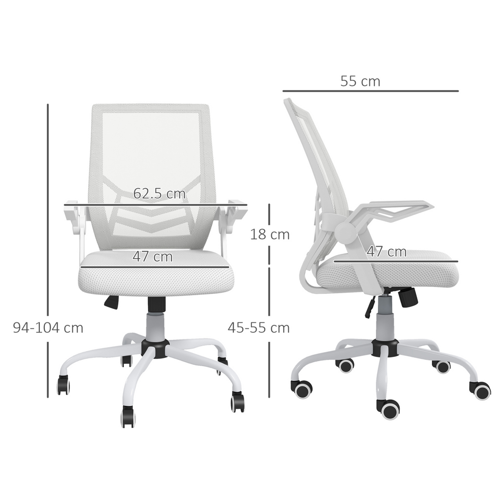Vinsetto Mesh Swivel Office Chair Task Computer Chair with Lumbar Support, White
