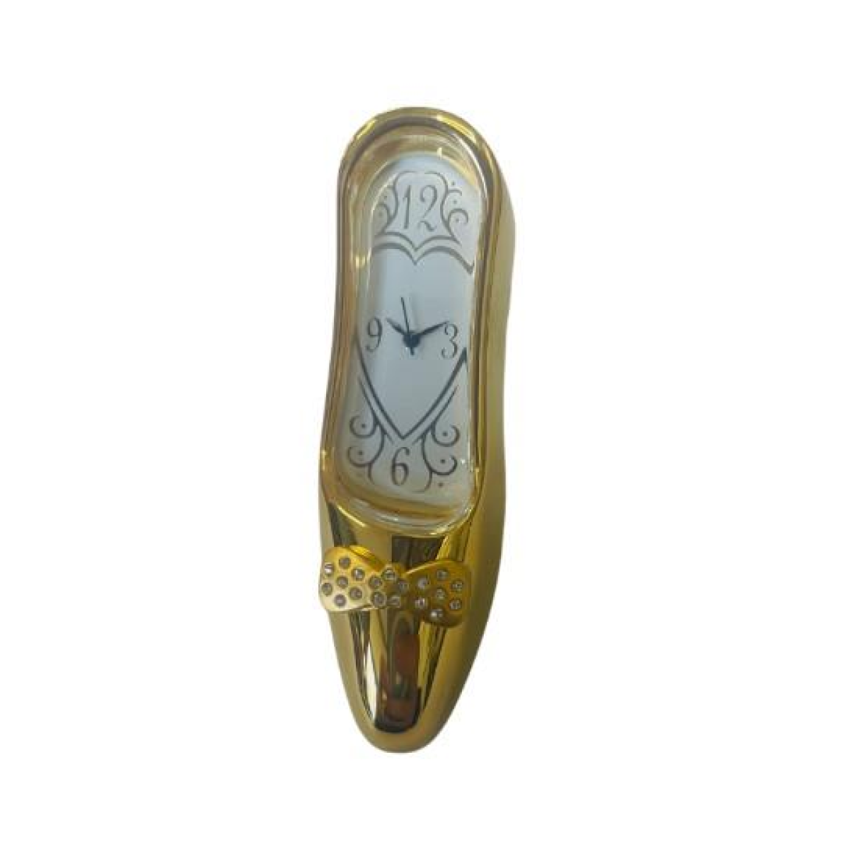 Miniature Clock Gold plated Stiletto Heel Solid Brass - NEEDS BATTERIES