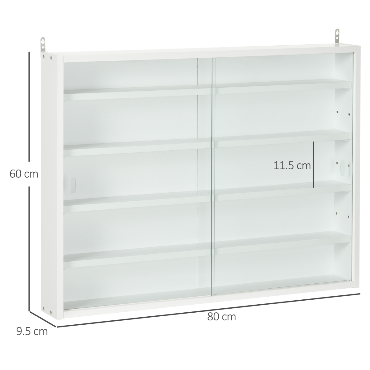 5-Tier Wall Display Shelf Unit Cabinet w/ Shelves Glass Doors White