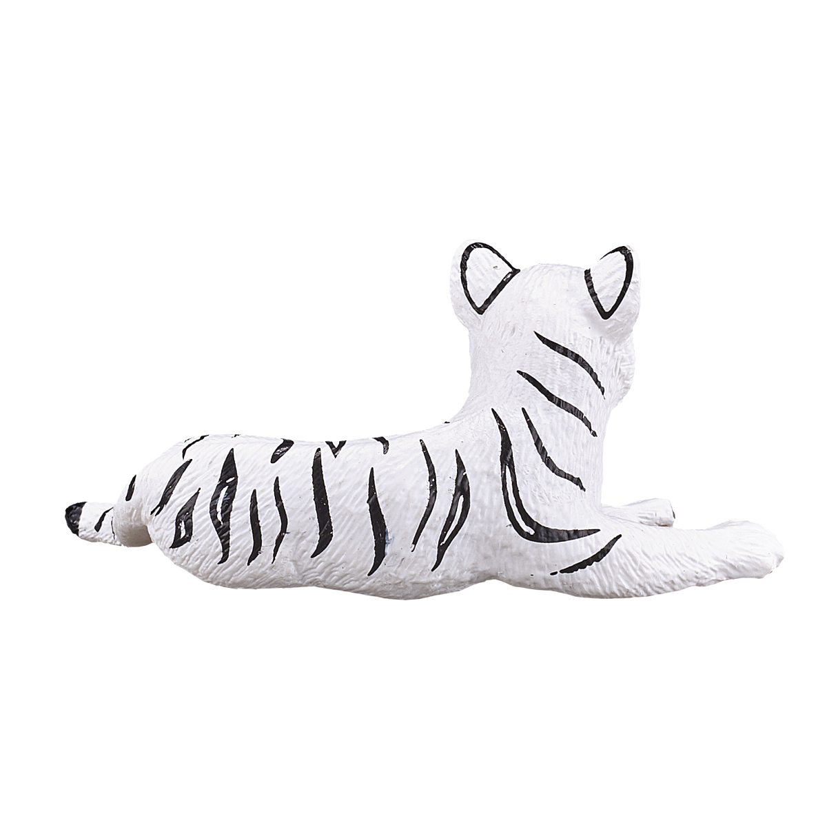 White Tiger Cub Laying Down Toy  Realistic Big Cat Figurine