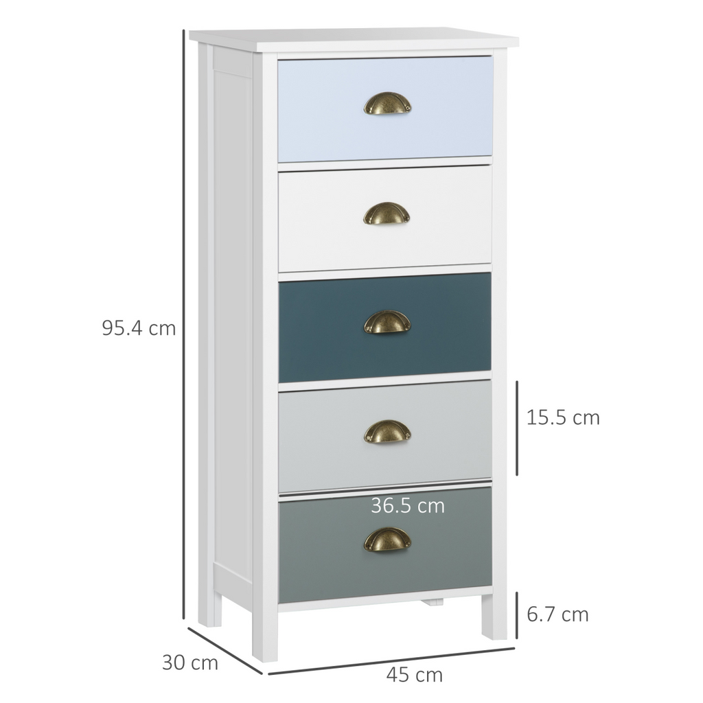 Chest of Drawers, 5-Drawer Dresser with Metal Handle