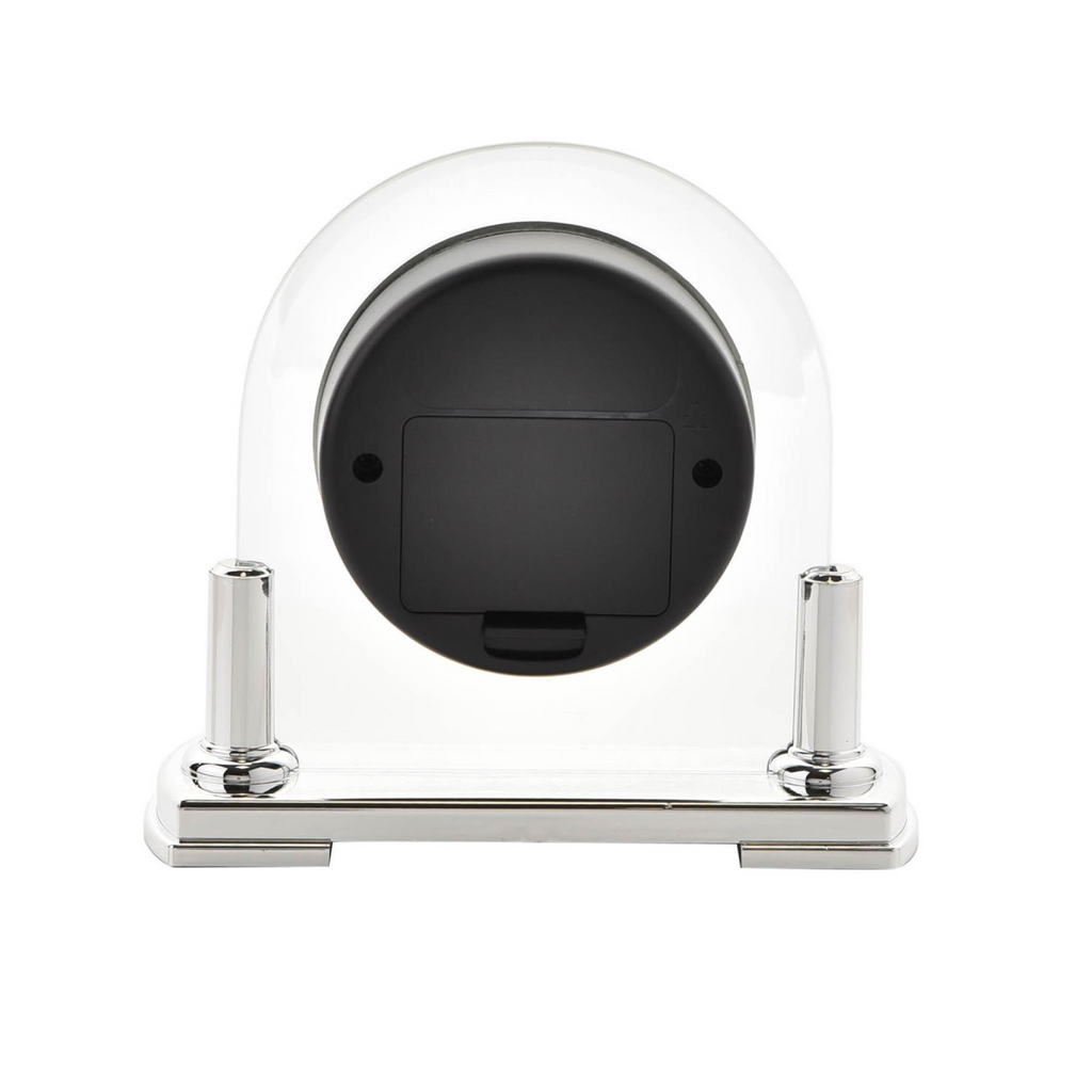 Wm.Widdop Glass Mantel Clock Silver Bezel & Stand
