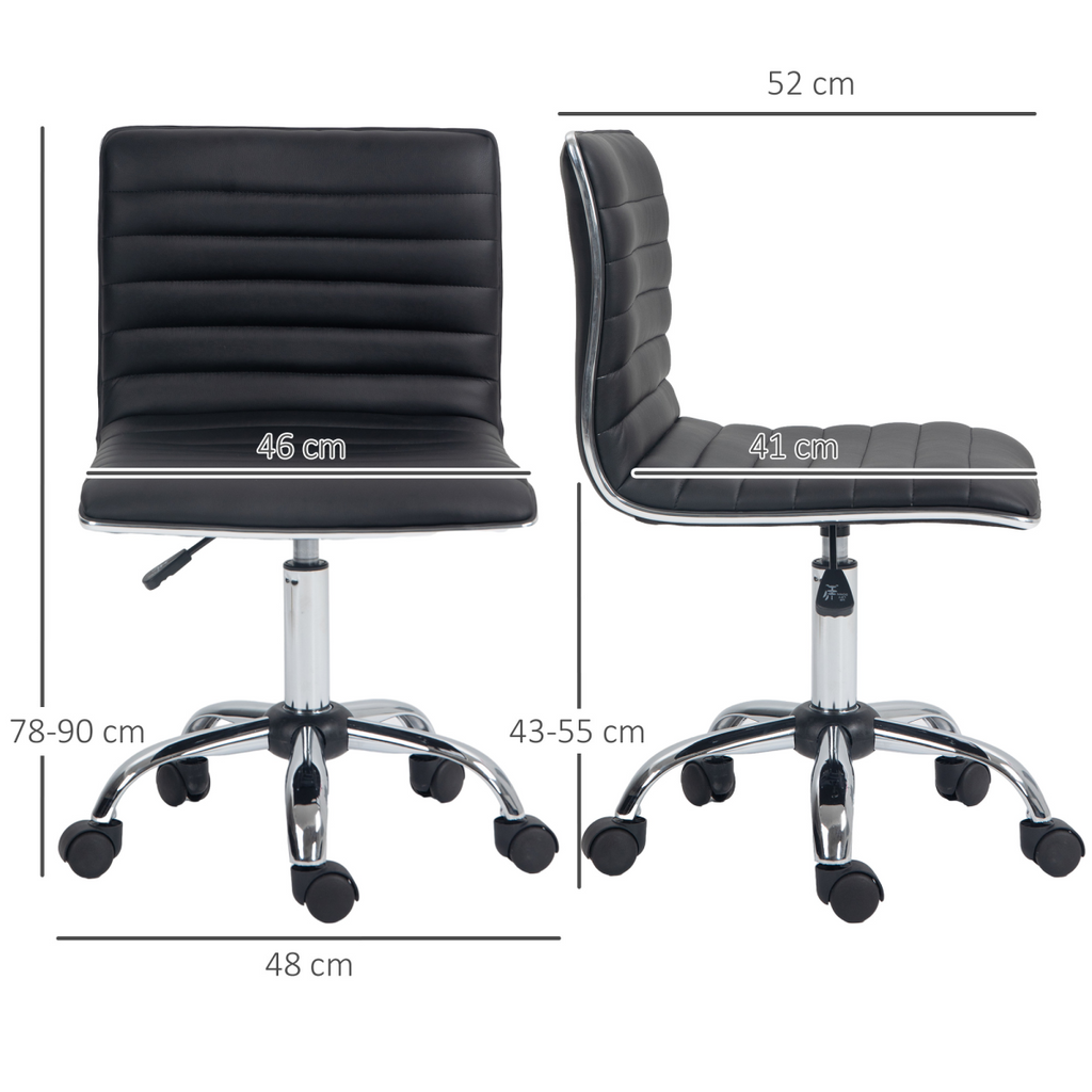 HOMCOM Armless Mid-Back Adjustable Office Chair with 360 Swivel Black