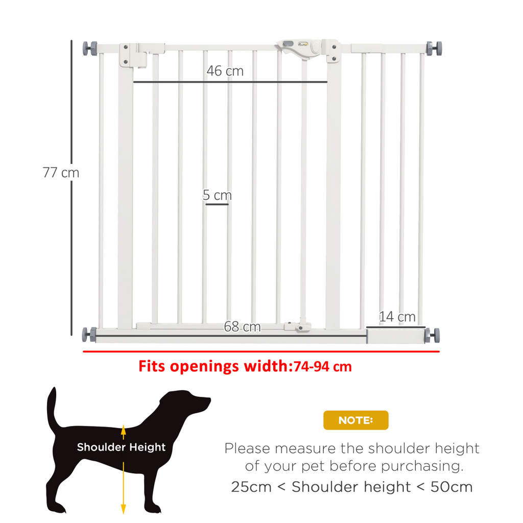 PawHut Adjustable Safety Gate with 1 Extensions and Four Adjustable Screws, White