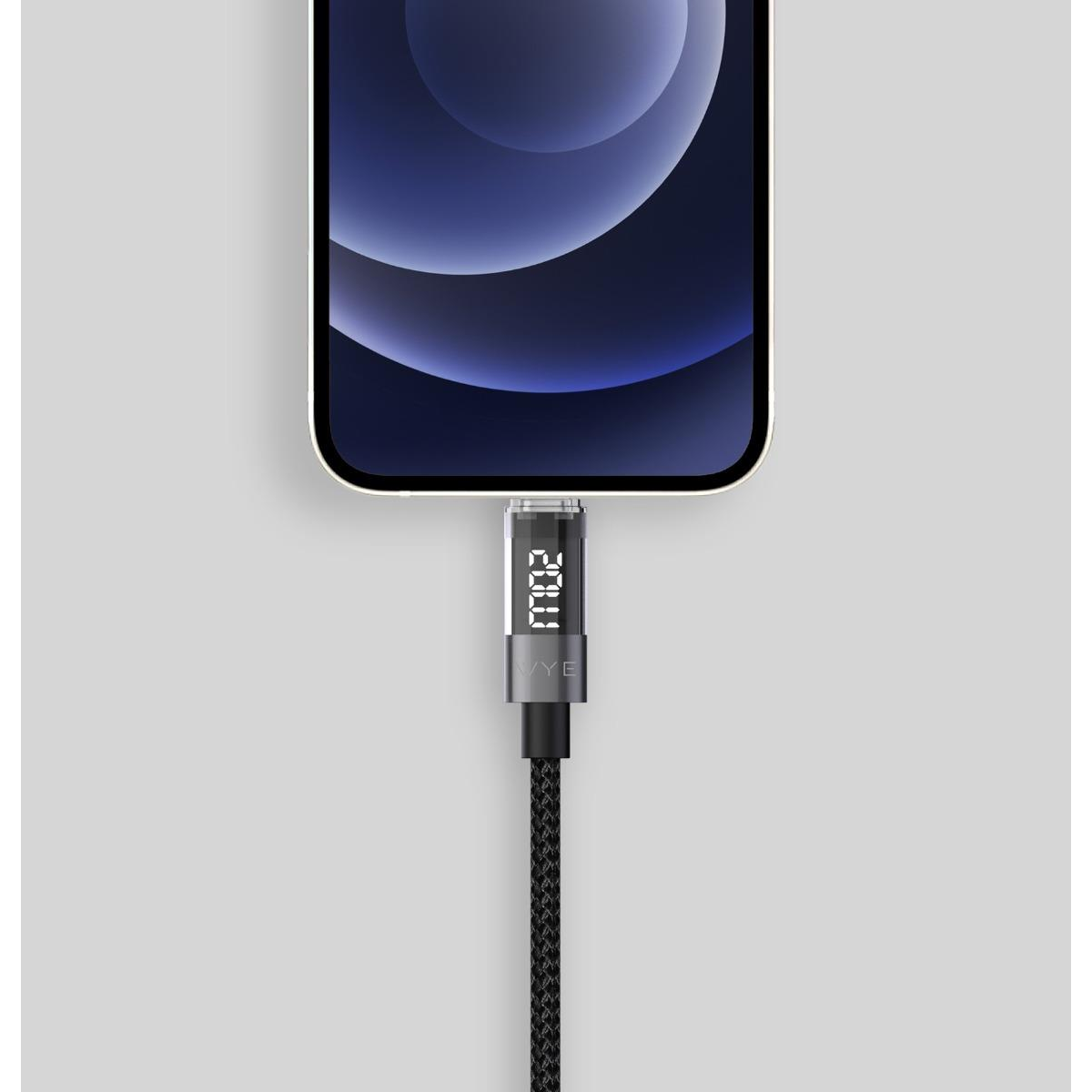 Wyeflow USB-C to 8-Pin Fast Charging & Data Cable With LED Display 1m