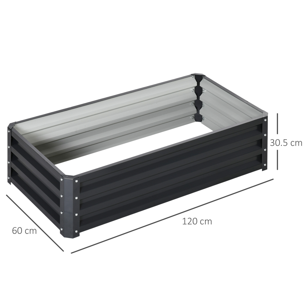 Raised Garden Bed Steel Planter Growing Box for Vegetables Flowers Grey