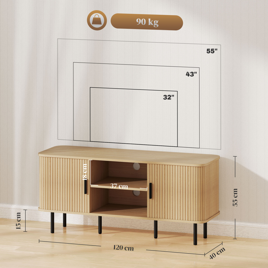 HOMCOM TV Unit for Living Room, TV Stand, Oak Tone