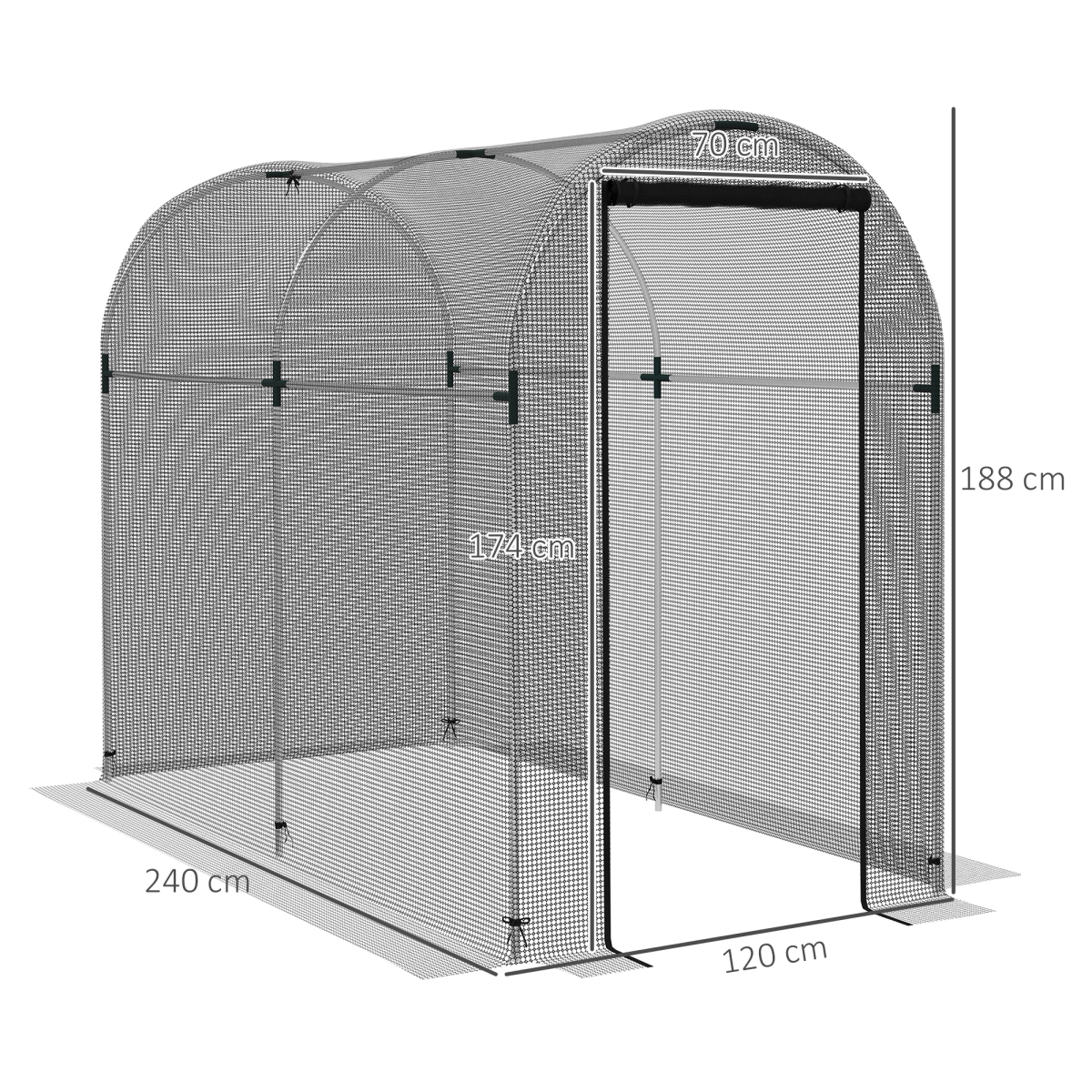 Outsunny Fruit Cage, Plant Protection Tent, 1.2 x 2.4 x 1.9m, Black