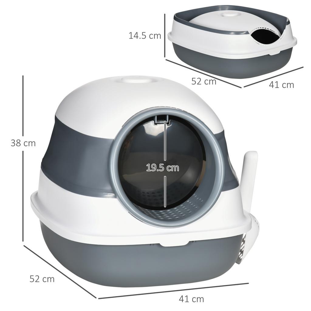 Cat Litter Tray with Lid, Hooded Cat Litter Box w/ High Side, Deodorant, Scoop