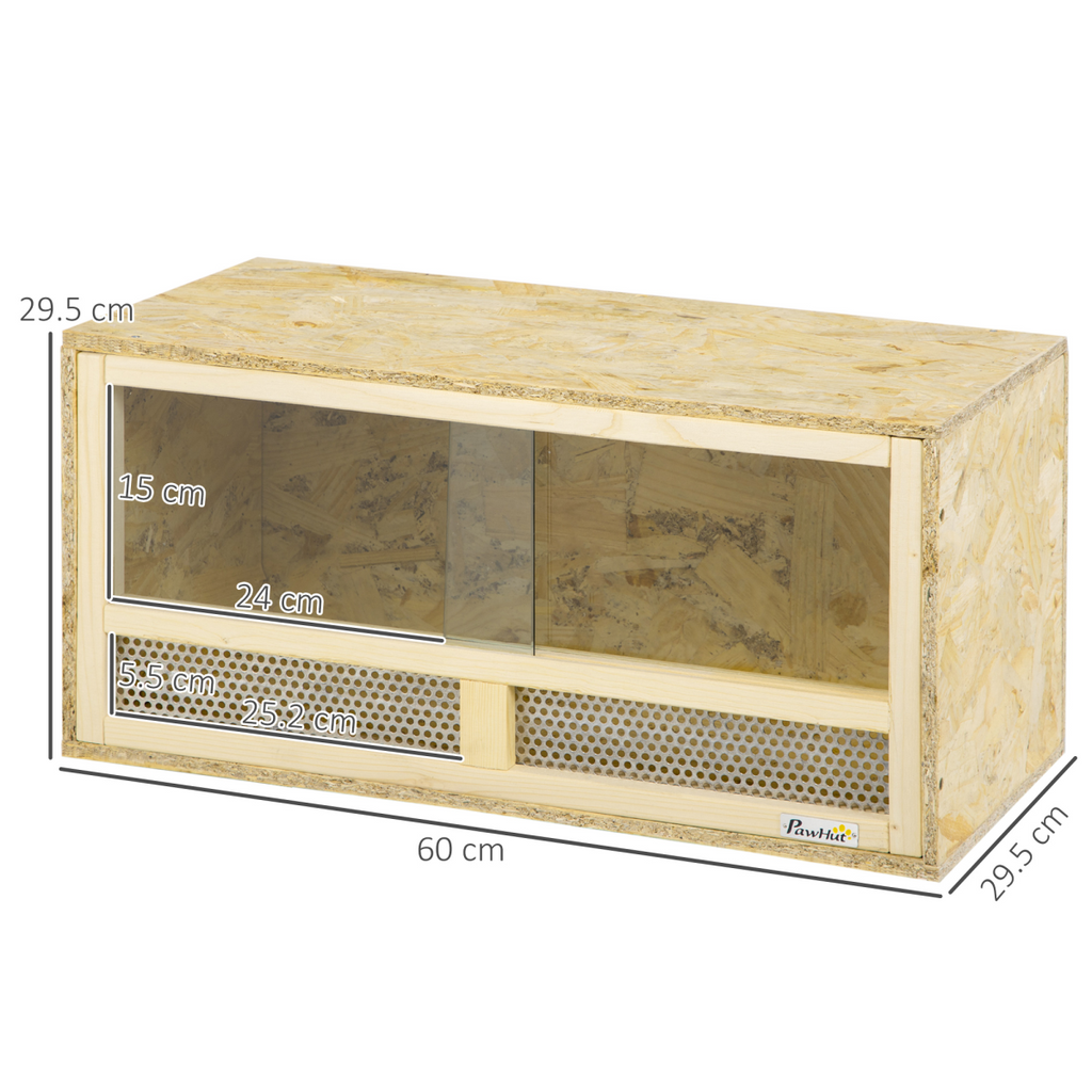 PawHut Reptile Terrarium with Transparent Sliding Doors, Breathable Mesh