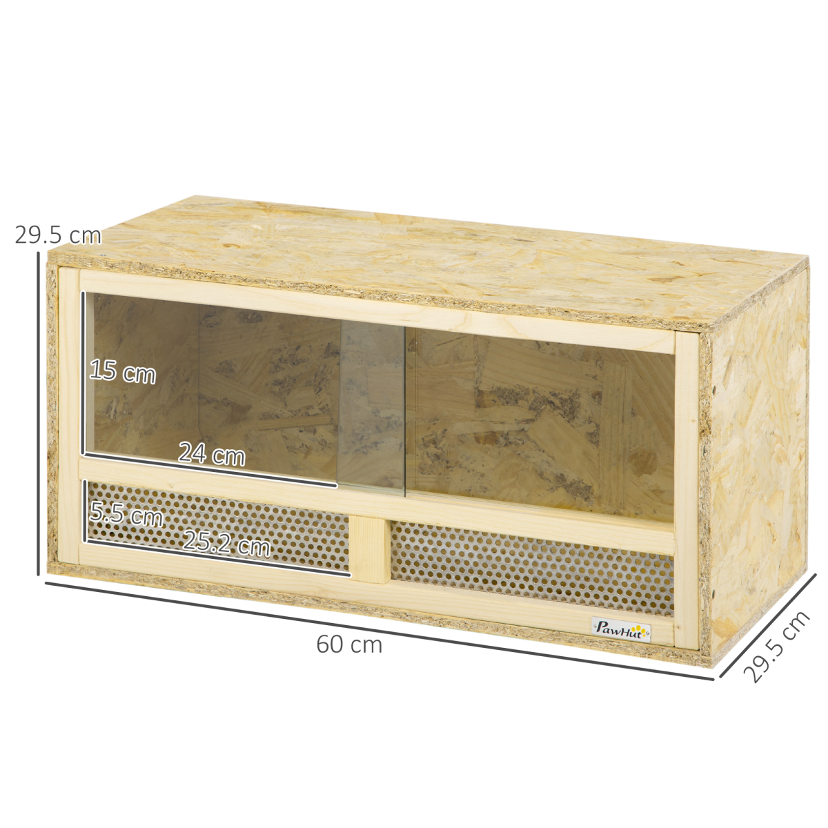 PawHut Reptile Terrarium with Transparent Sliding Doors, Breathable Mesh