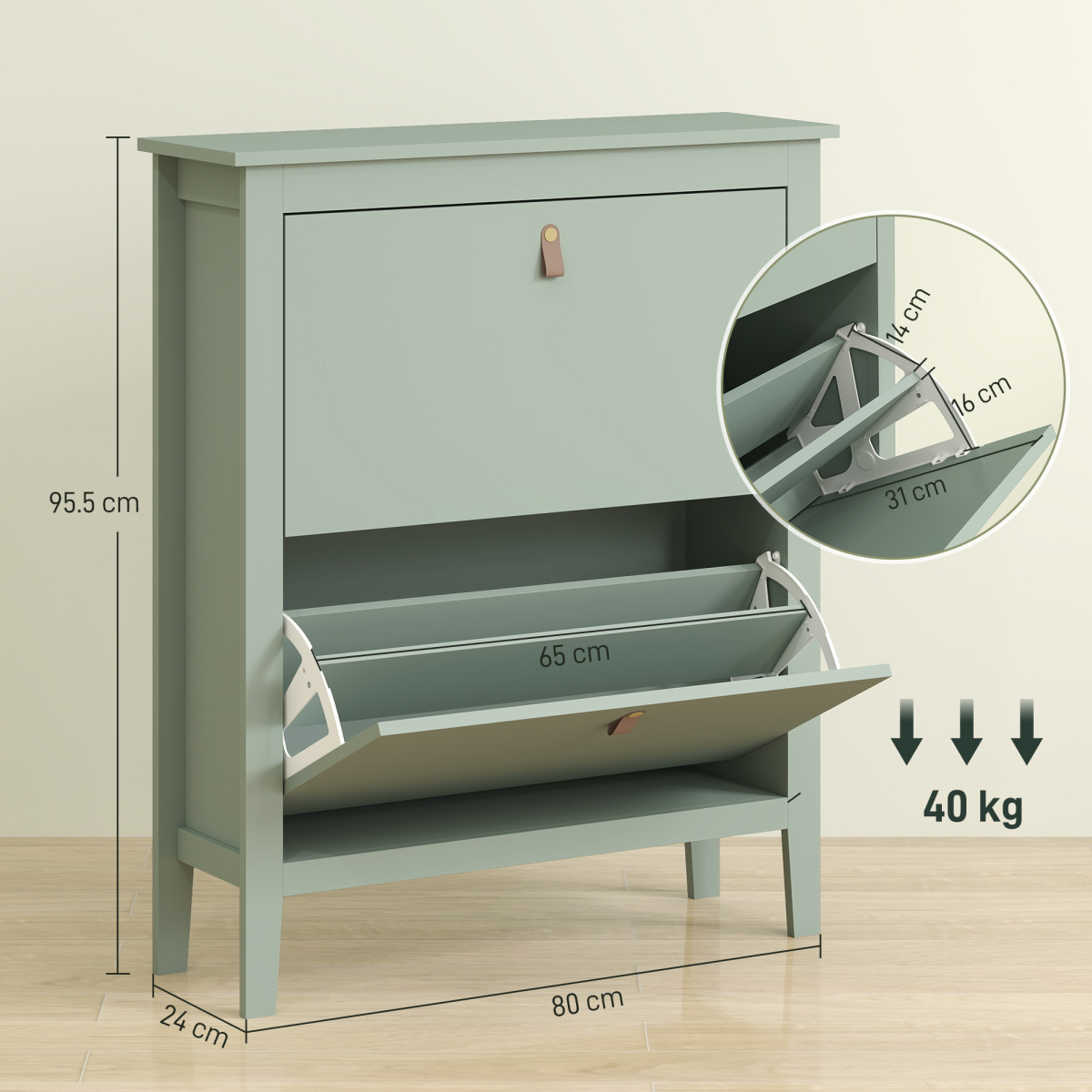 Three drawer shoe cabinet