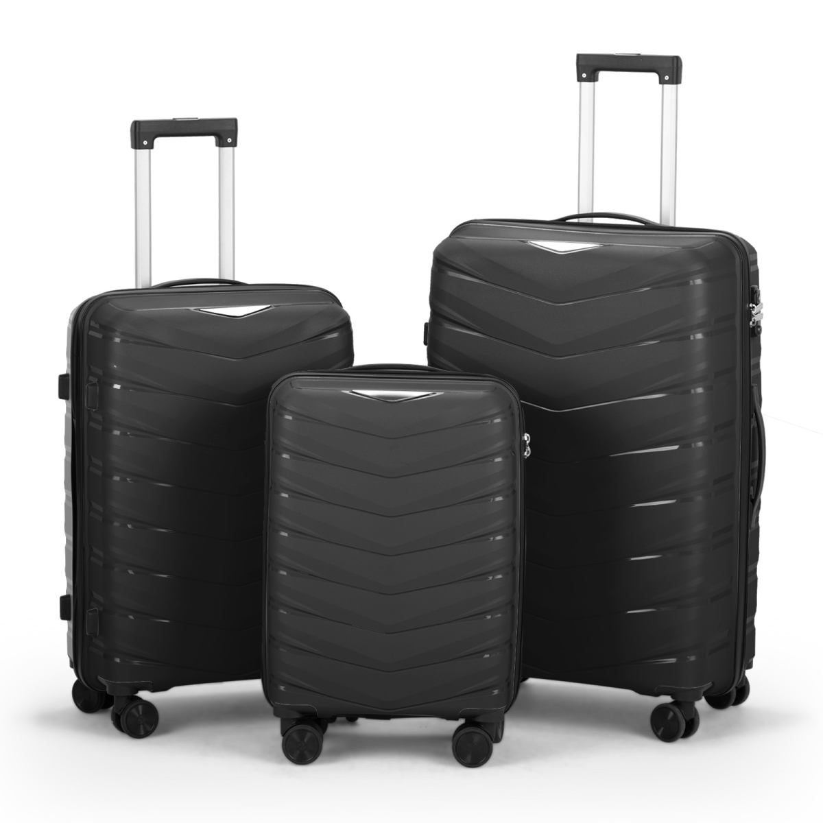 V-striped 3-in-1 PP trolley case 20in 24in 28in PP iron trolley classic color