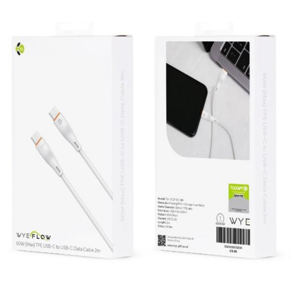 WYEFLOW 60W (Max) TPE USB-C to USB-C Data Cable 2m