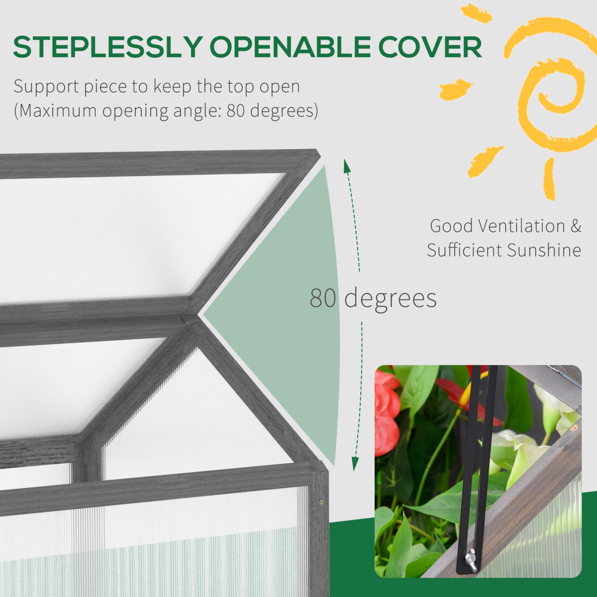 Wooden Cold Frame Greenhouse Garden Portable Raised Planter