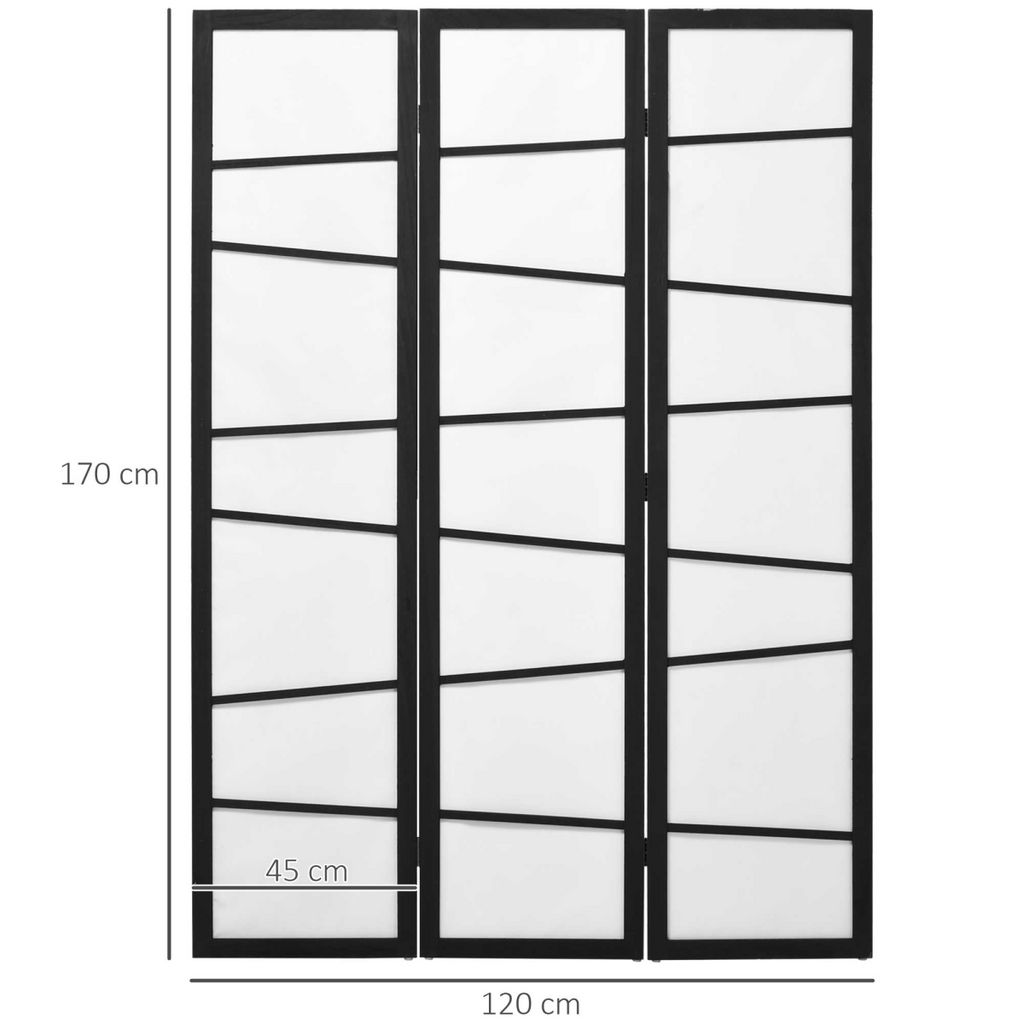 HOMCOM Folding Room Divider 3 Panel Privacy Screen Protector with Wooden Frame