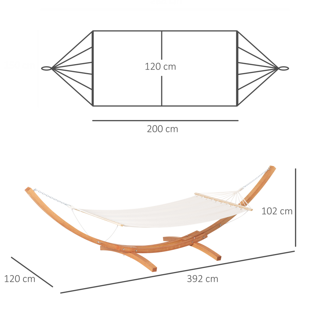 Outdoor Garden Hammock & Wooden Stand Swing Hanging Bed White