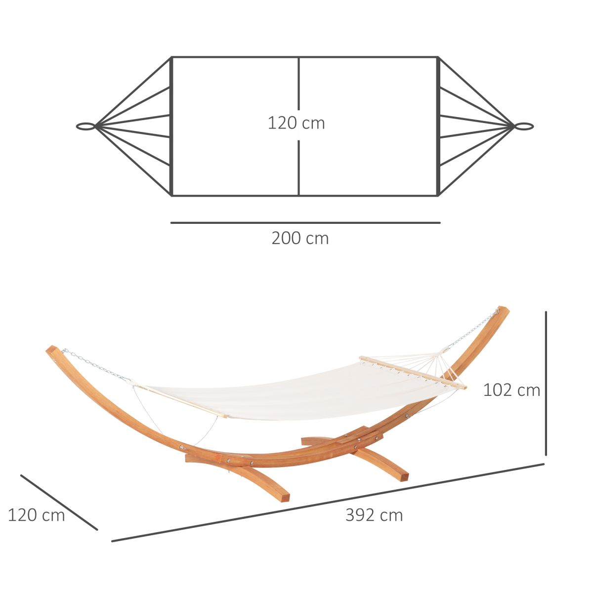 Outdoor Garden Hammock & Wooden Stand Swing Hanging Bed White