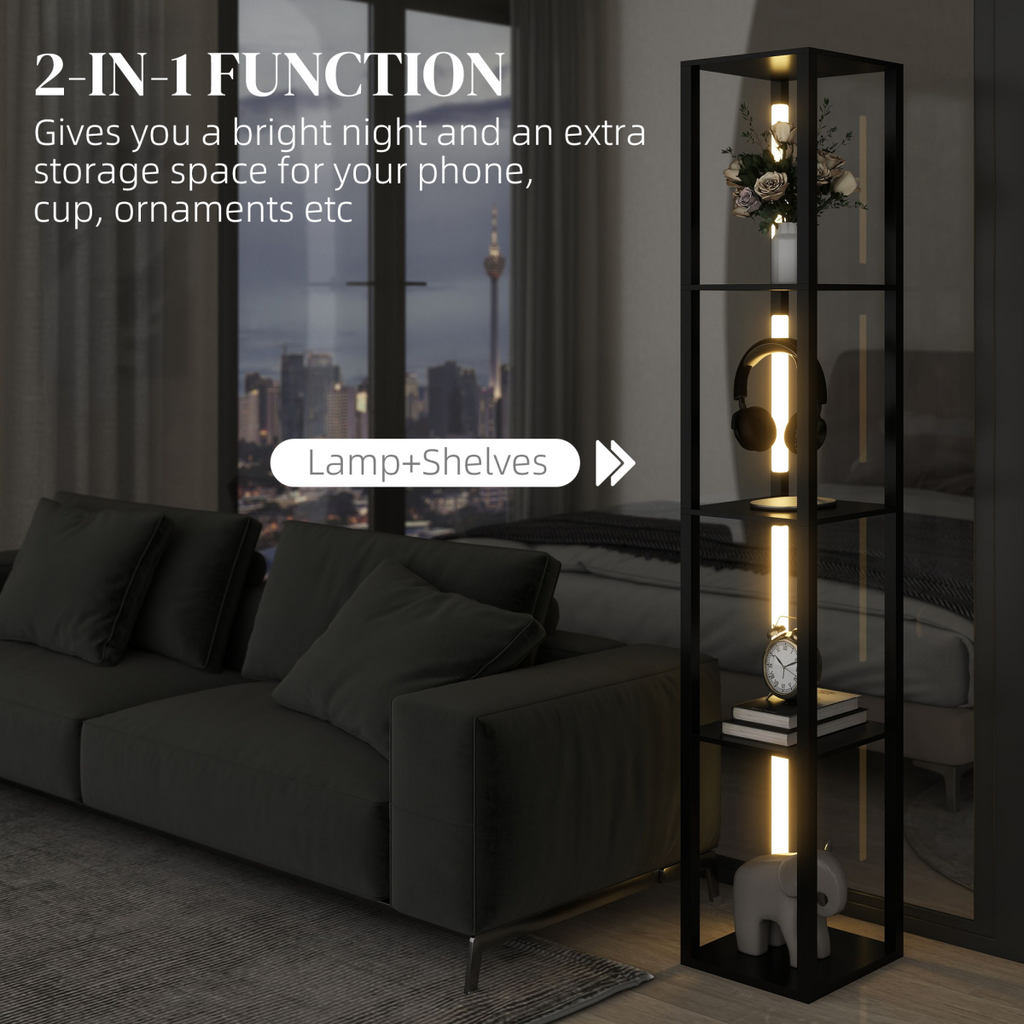 HOMCOM Floor Lamp for Living Room, Standing Lamp with Foot Switch, Black