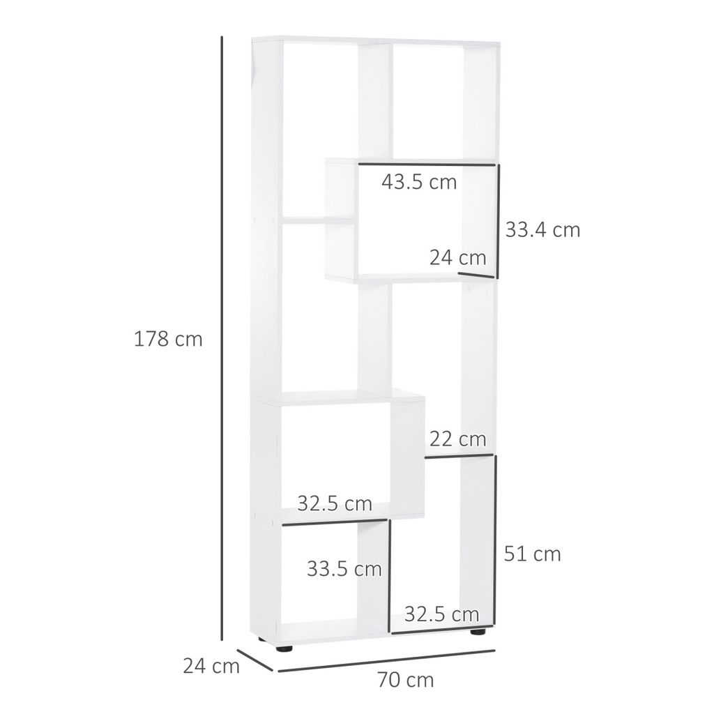 Multipurpose 8-Grid Bookshelf Decorative Shelf, Bathroom, Kitchen White