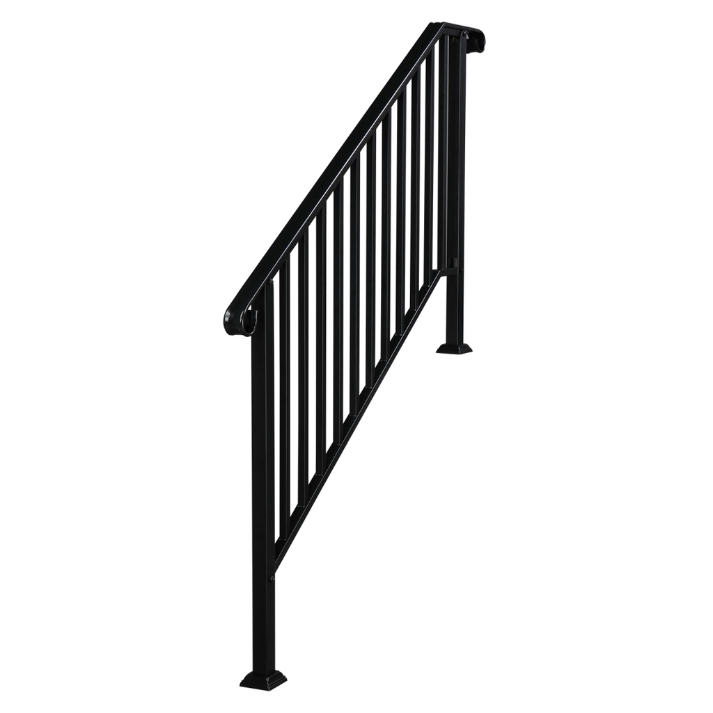 [Same Code：81504920 40310676]Artisasset Matte Black Outdoor 4 Level Iron Handrail