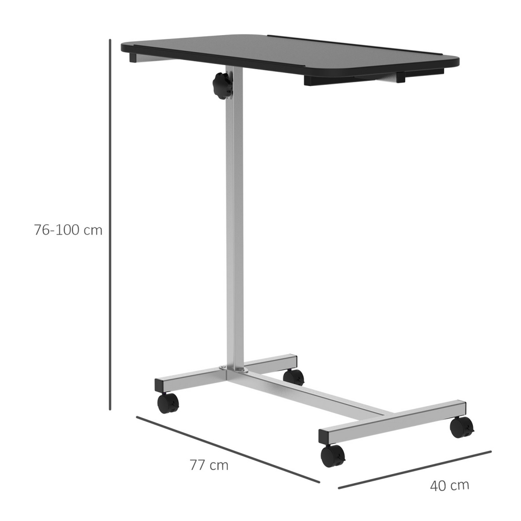 C-Shaped Mobile Table Sofa Over Bed Side Nightstand w/ Casters, Brake