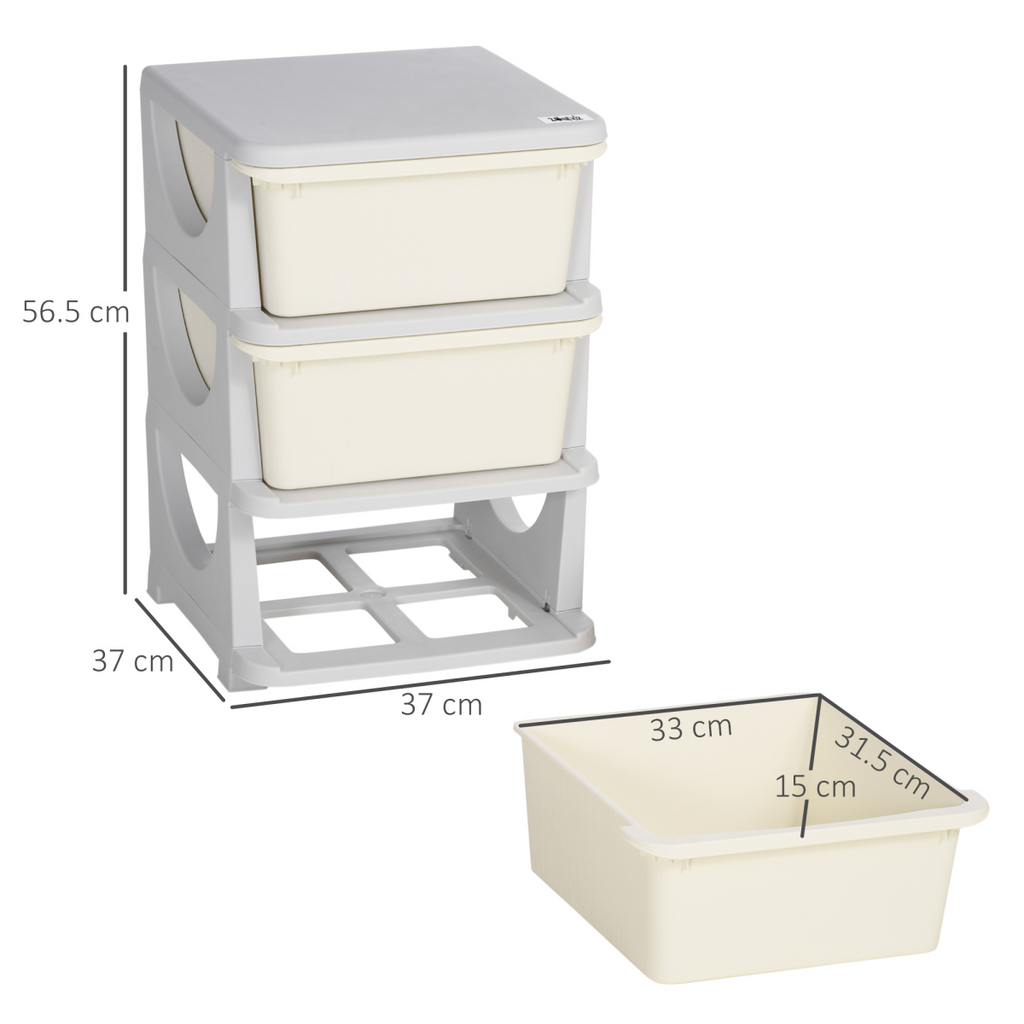 HOMCOM Kids Storage Unit w/ Three Drawers Three-Tier Chest Vertical Dresser