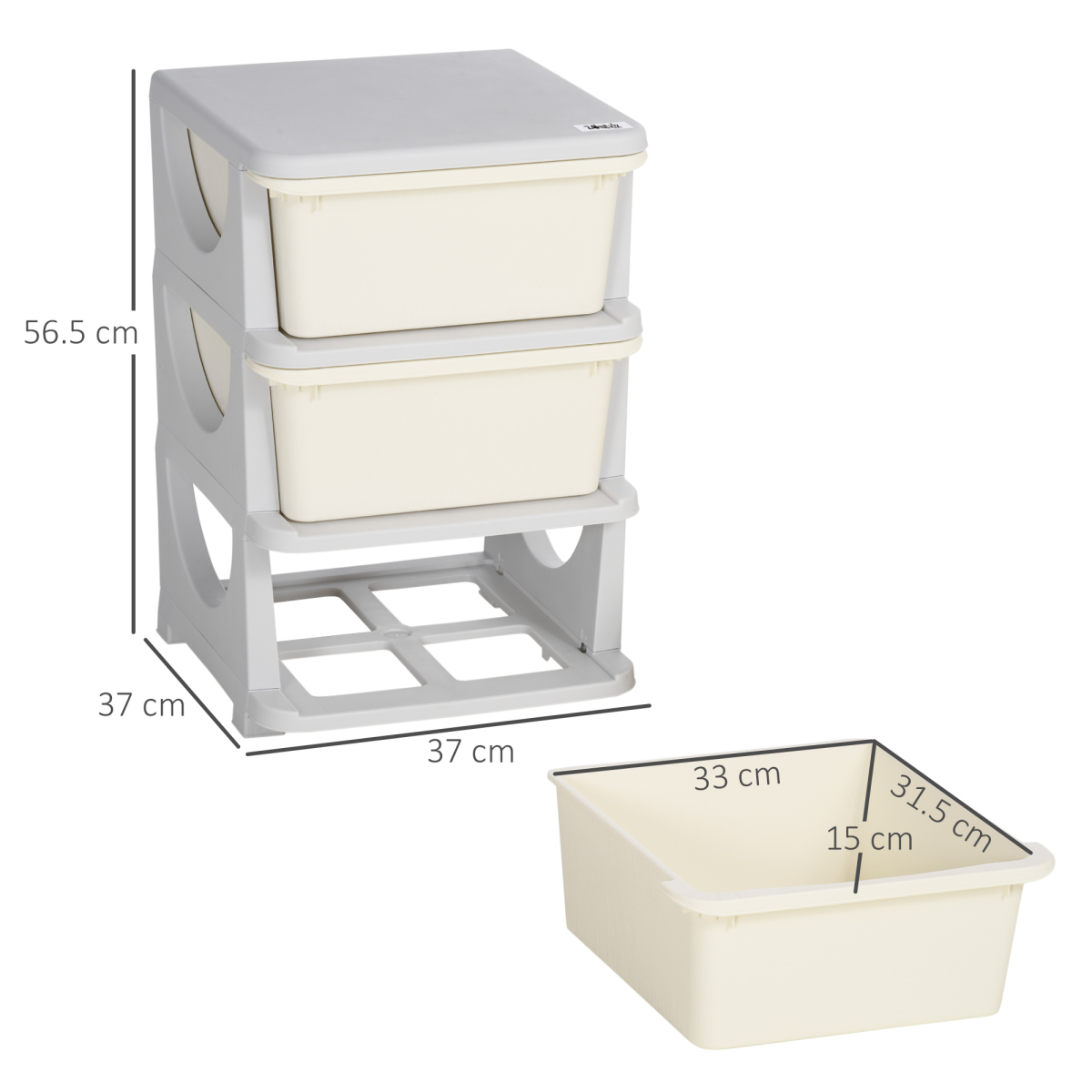 HOMCOM Kids Storage Unit w/ Three Drawers Three-Tier Chest Vertical Dresser