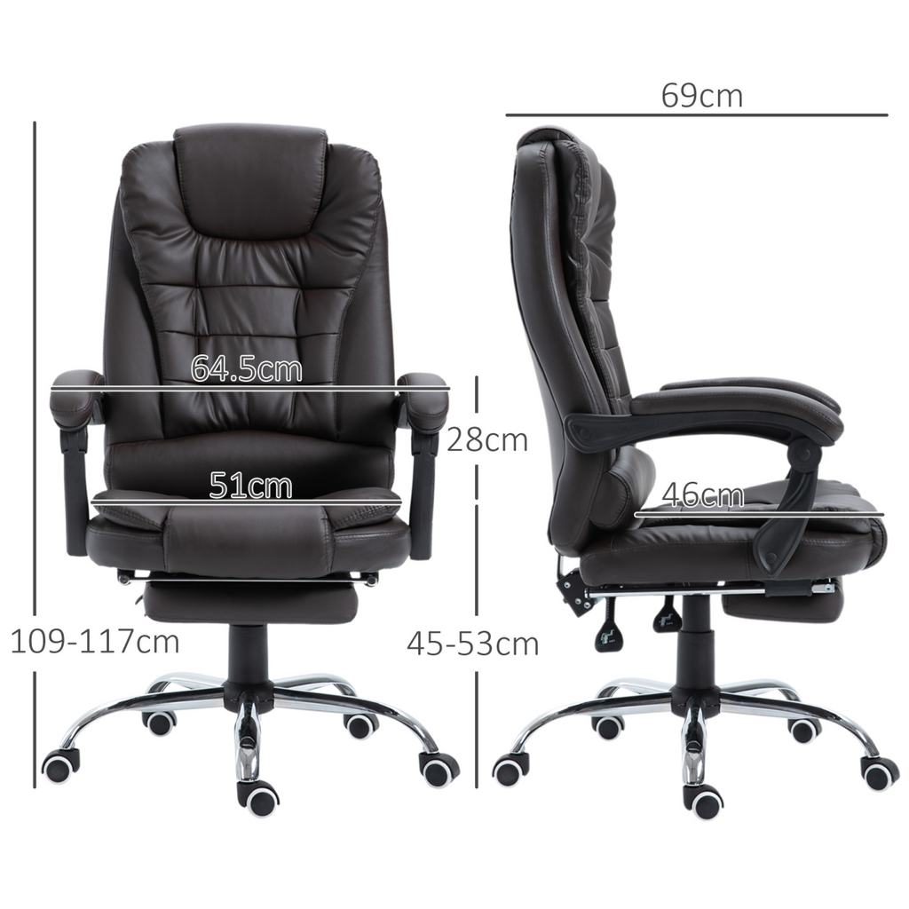 High Back Executive Office Chair Reclining Computer Chair with Swivel Wheel Brown