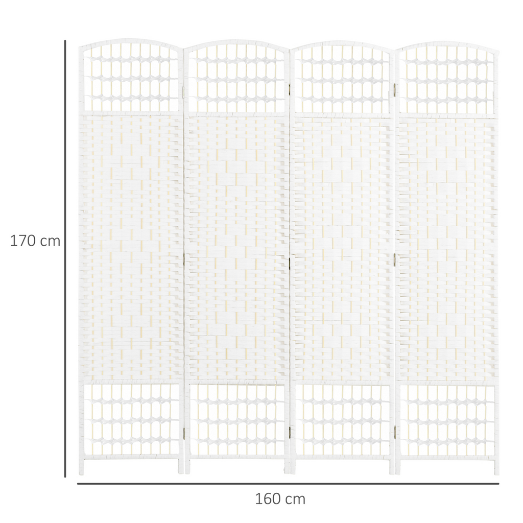 HOMCOM 4 Panel Folding Room Divider, 170cm Freestanding Privacy Screen, White