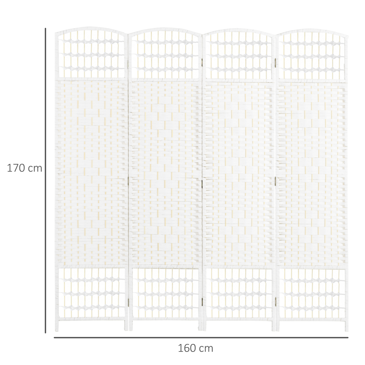 HOMCOM 4 Panel Folding Room Divider, 170cm Freestanding Privacy Screen, White