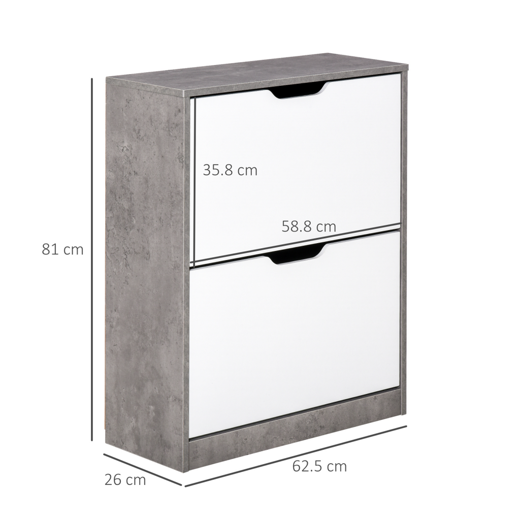Two Drawer Shoe Cabinet Home Storage Organiser  Groove Handles Hallway HOMCOM