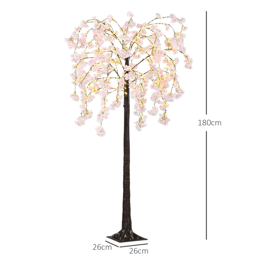 HOMCOM 180cm Cherry Blossom Tree Light with 350 LED Lights Fake Sakura Tree