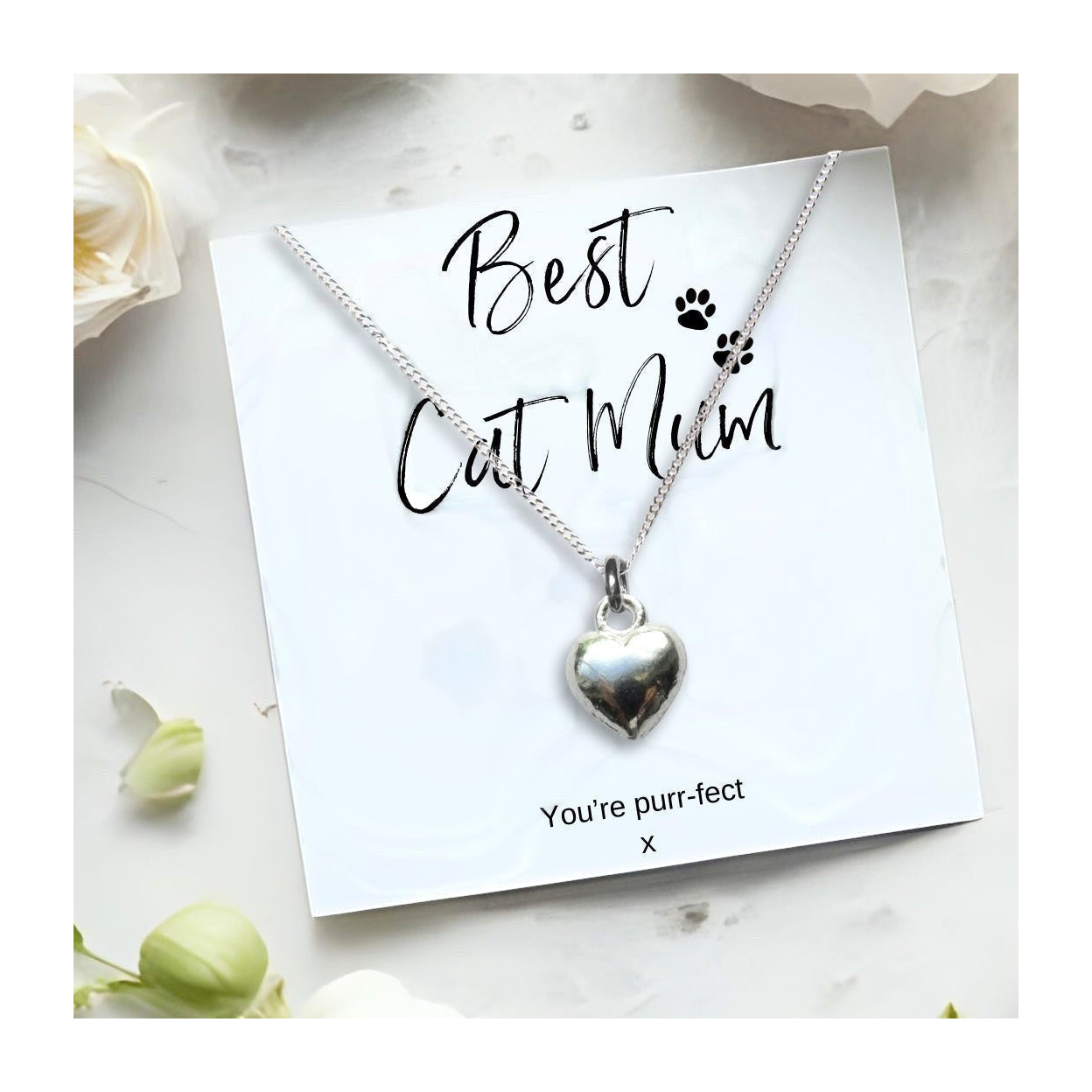 Small Best Cat Mum Gift Hamper Necklace Chocs & Candle