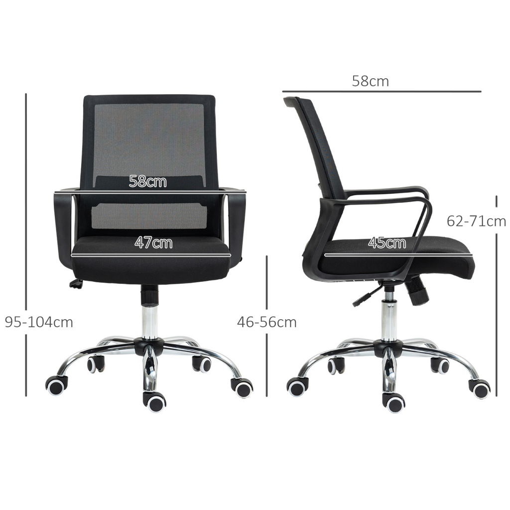 Vinsetto Mesh Office Chair Desk Chair with Swivel Seat Adjustable Height Black