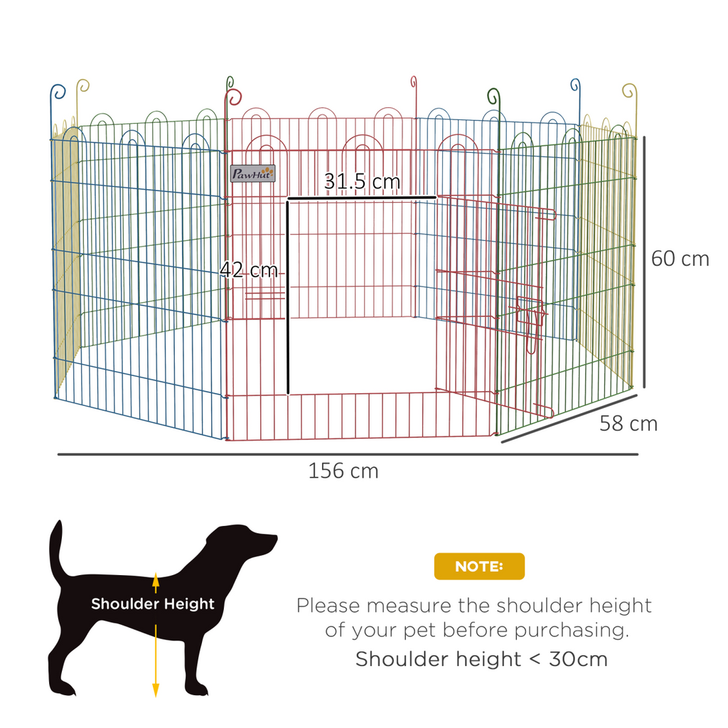 PawHut Pet Playpen Dog Puppy Crate Kennel w/ Door, 60H x Φ156cm